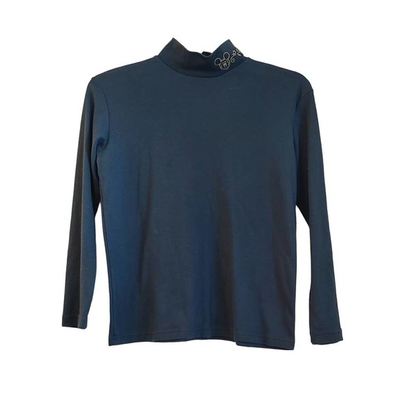 Vintage Disney unlimited mock neck LS Green Shirt Gold Mickey embroidered MICKEY - Picture 1 of 6